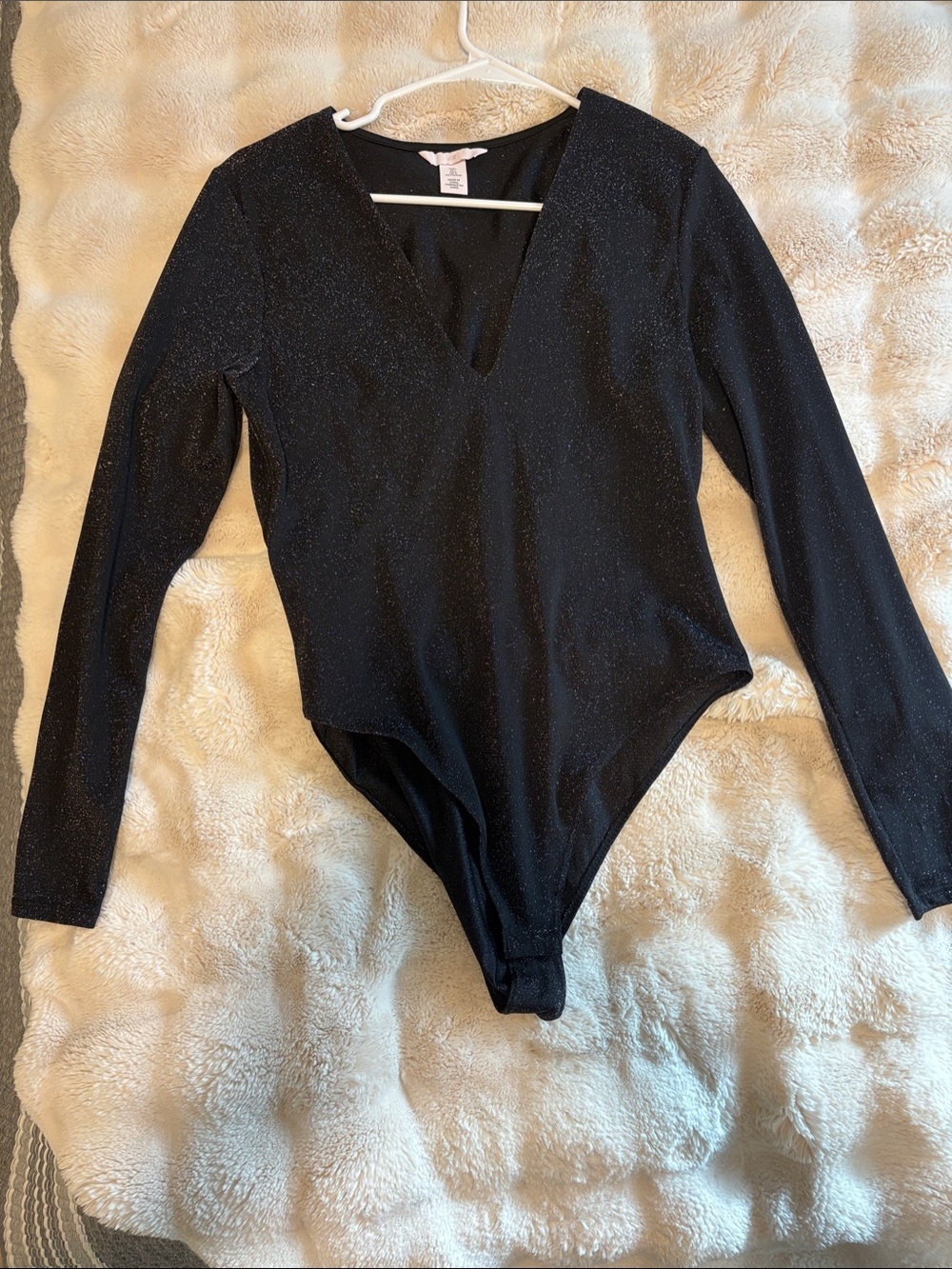 🩷 H&M Black Sparkle Long-Sleeve One-Piece Bodysuit